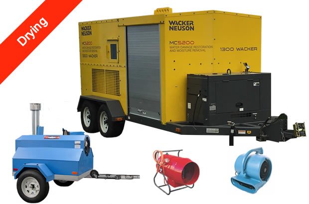 Drying damp areas with our powerful onsite drying trailers